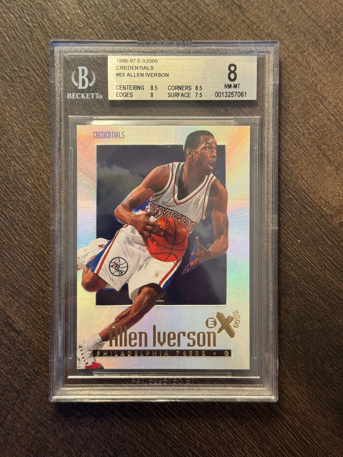 1996 Skybox EX-2000 Allen Iverson Credentials Rookie Card RC /499 BGS 8 76ers