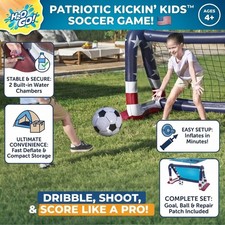 H2OGO 6 Ft 7 In Inflatable Soccer Game Set Patriotic Goal Ball Kids Outdoor