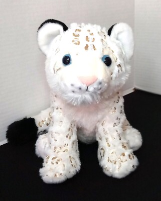 Wild Republic White Snow Leopard Cub Plush Gold Spots Blue Eyes 10'' Stuffed Toy