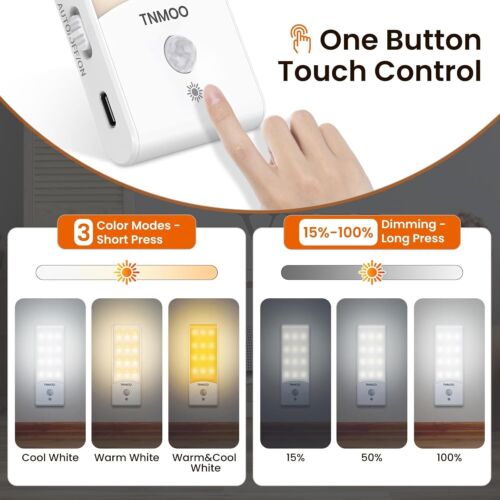 2 Pack Rechargeable Motion Sensor Night Light Indoor 3 Modes Magnetic Light-Au - Picture 3 of 8