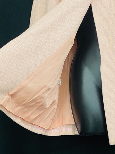 Abrigo columpio de lana rosa vintage años 50, chaqueta ligera manga larga pin-up abrigo S - Imagen 7 de 11