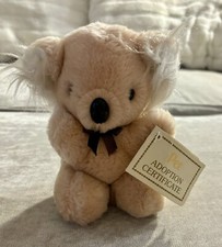 VTG Russ Pet Adoption Koala Bear With Adoption Tag 6  With Black Ribbon 80  s