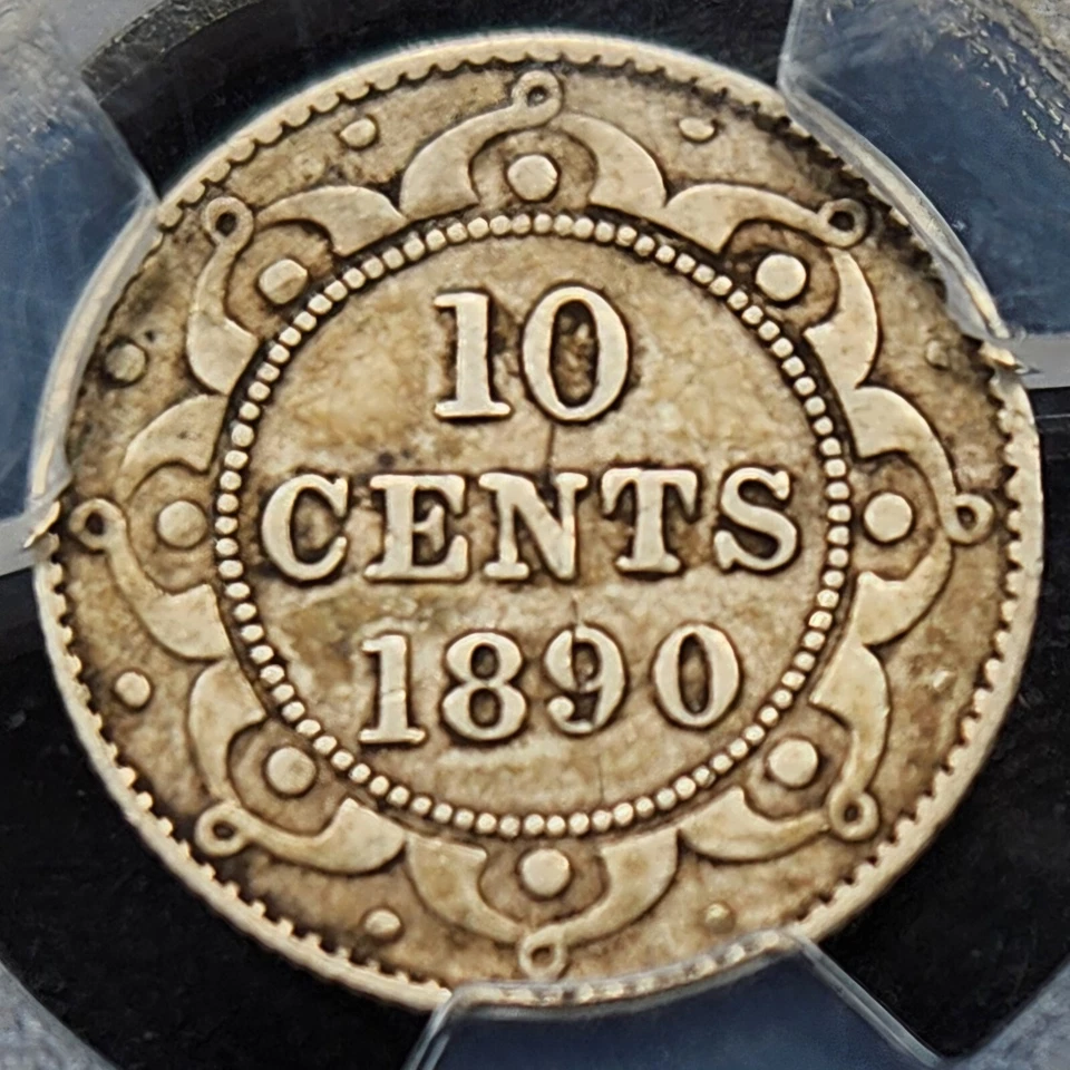 Silver 1890 Newfoundland Canada 10 Cents | PCGS VF35 - Image 2 of 3