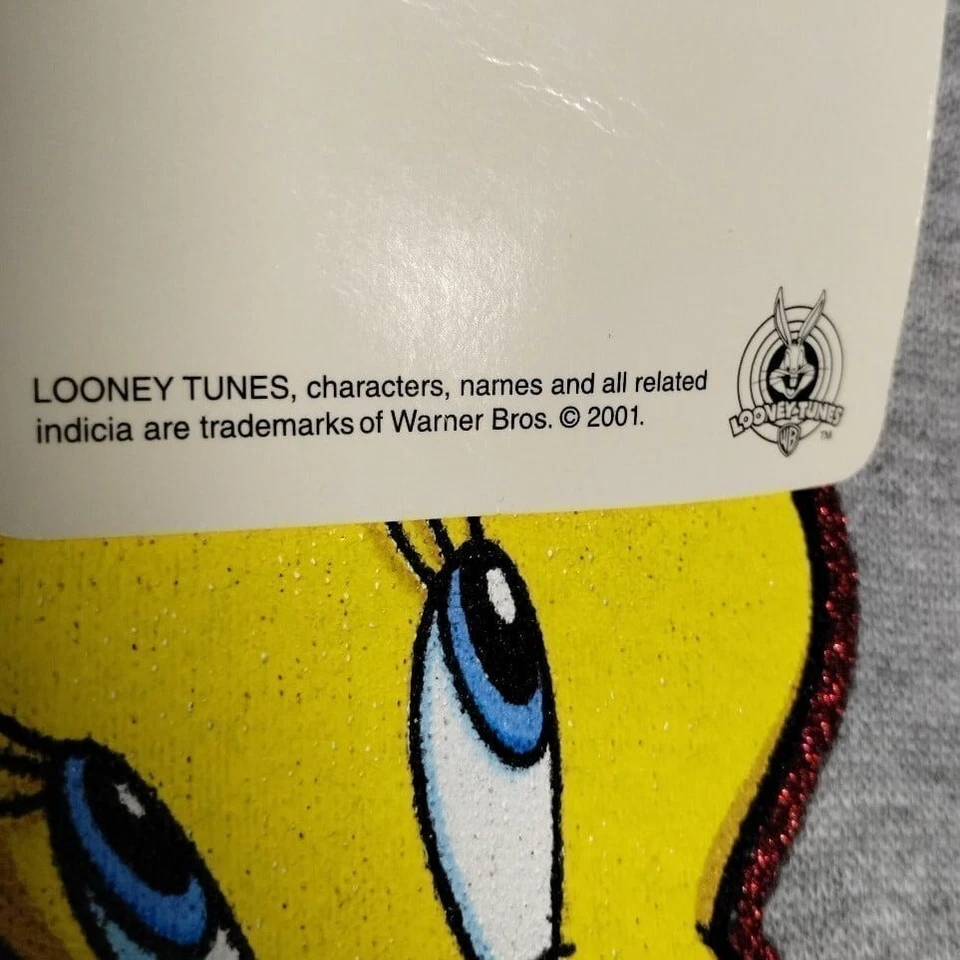 NUEVO CON ETIQUETAS Niñas Vintage 2001 Piolín Pájaro Looney Tunes Brillo Sudadera Juvenil Grande Foto 4 de 4
