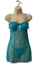 Rene Rofe Lingerie Two Piece Teal Blue Lingerie Set Size S Sleepwear Lace