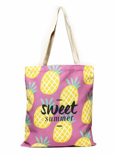 Tote shopper pink pineapple sweet summer print bag fabric bag tote