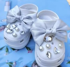 Jibbitz Kroko Schuh Charms UK grau Perlen Schleife Diamant besetzt