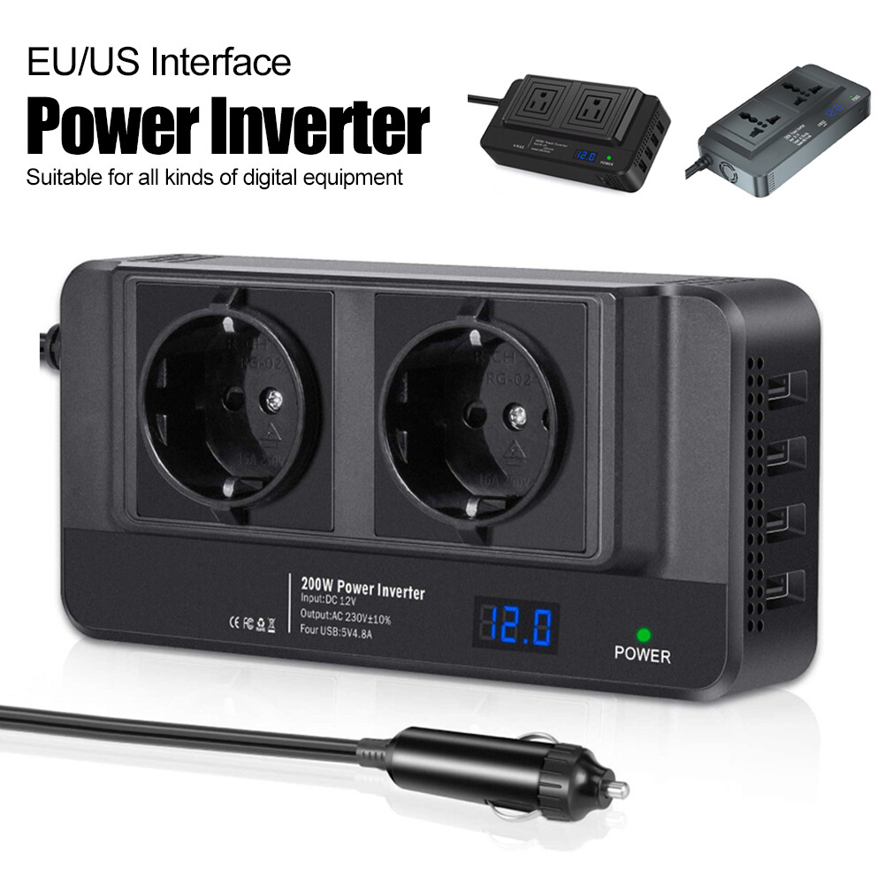 200W Car Power Inverter DC to AC Modified Sine Wave Power Adapter 