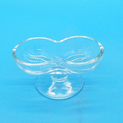 1930's footed clear glass soda fountain dishes, Double Scoop Dish
