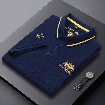 POLO A MANICHE CORTE, POLO ELEGANTE CON LOGO RICAMATO, POLO CASUAL PER UOMO