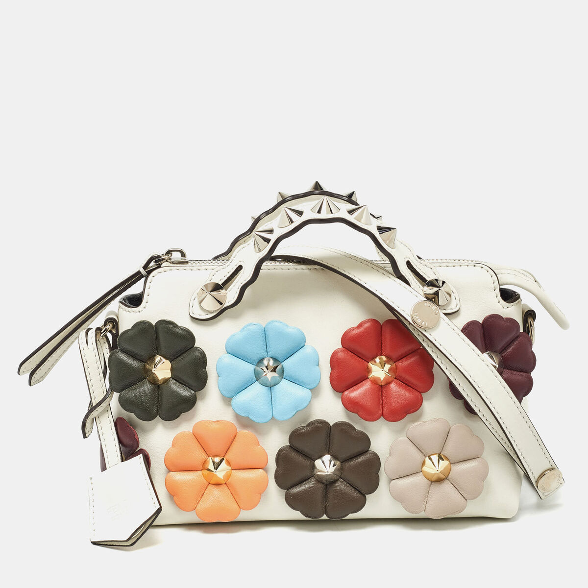 Fendi Off White Leather Mini By The Way Flowerland Crossbody Fendi Off White Leather Mini By The Way Flowerland Crossbody