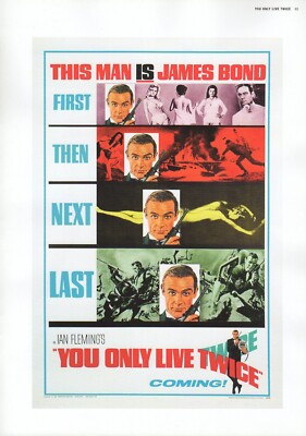 2002 Vintage JAMES BOND 007 ''YOU ONLY LIVE TWICE'' US MINI POSTER Art Plate Litho