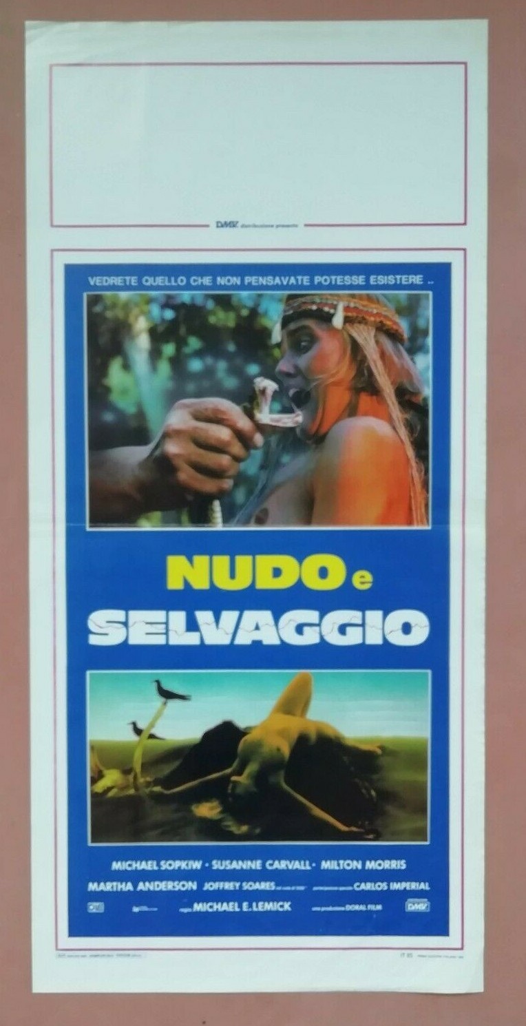 Locandina originale film Nudo e selvaggio (1985) - Regia di Michele Massimo Tarantini