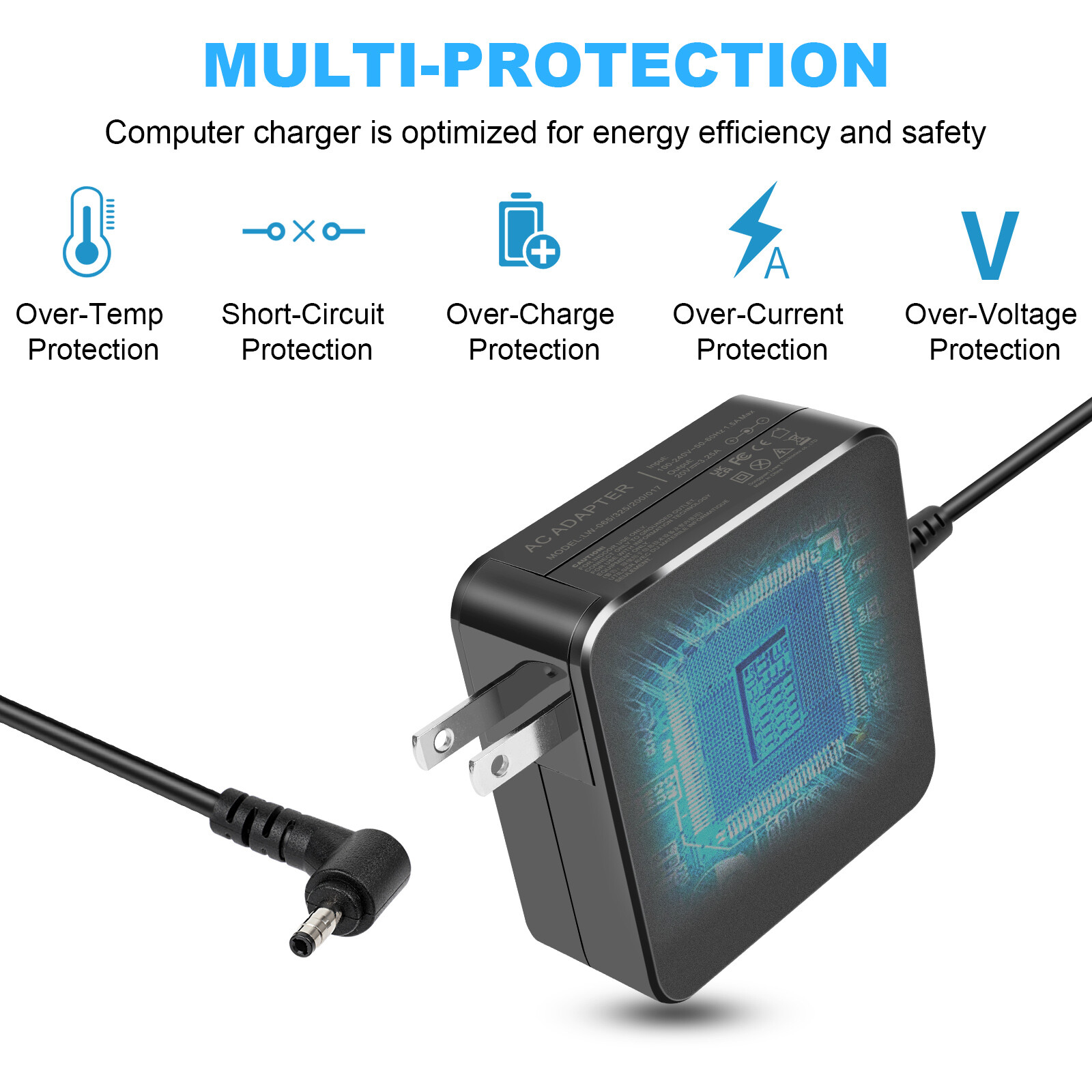 65W 20V 3.25A Portable Charger Power Supply Compatible With - Foto 4