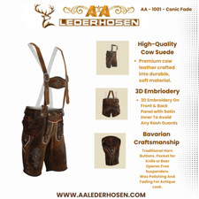 Lederhosen Men Oktoberfest Shorts Premium Leather Vintage Lederhosen Conic Fade