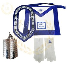 MASONIC REGALIA BLUE LODGE chaplain officer apron set chin collar,gloves,apron