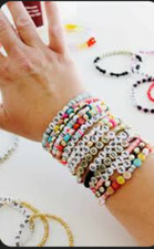 NEW CUSTOM WORD OR INITIAL Homemade Stretch Bracelet Multicolor BEADS