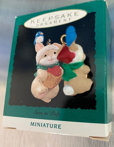 Ears to Pals - Vintage 1993 Bunny & Bluebird with Gift ~ Hallmark Mini Ornament - Picture 4 of 4