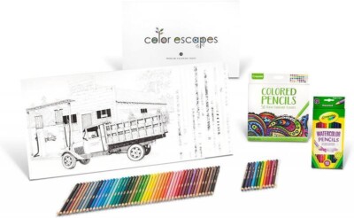 Crayola Color Escapes Coloring Pages & Pencil Kit, Americana Edition, Gift Set!