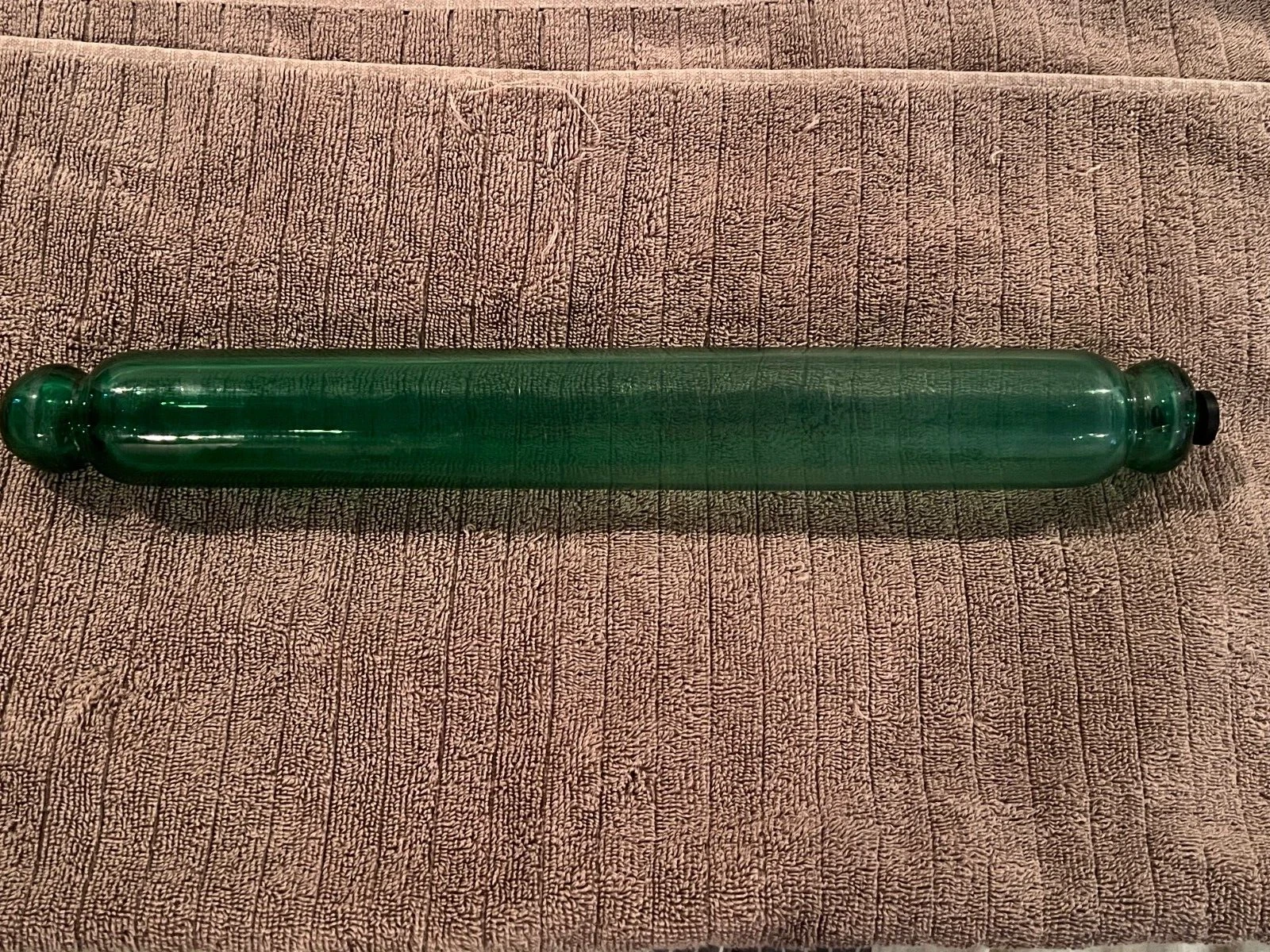 Antique 17 1/4" Emerald Green Blown Glass Baker's Rolling Pin ~Nice~