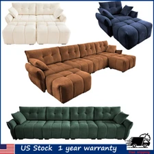 1-4 Seat Chenille Modern Sectional Sofa Set Living Room Long Couch w/O Ottoman