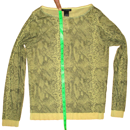 The Limited Sheer Mesh Snake Print Green Long Sleeve Fitted Top Layers Women's L - Picture 10 of 21