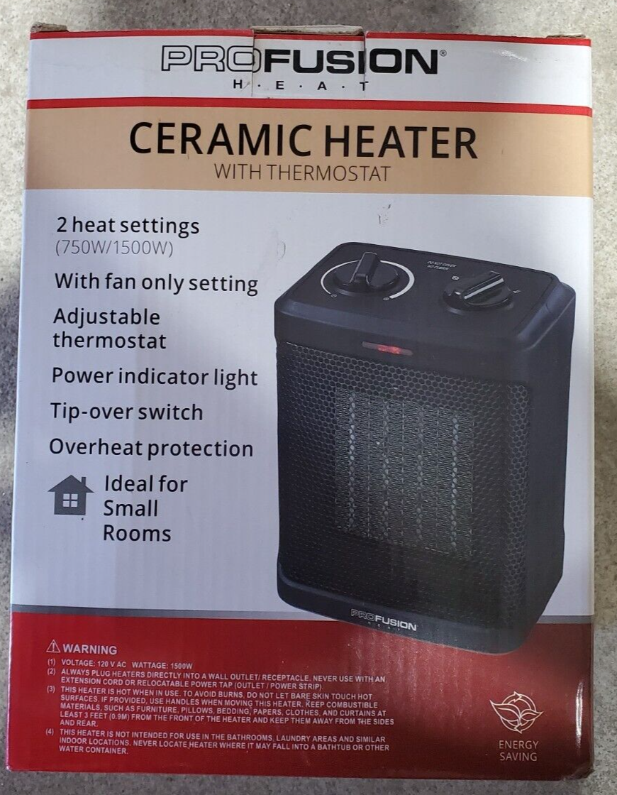 NEW* ProFusion Ceramic Fan Heater For Small Rooms - Small Black Heater |  eBay