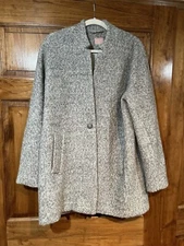 Joules Coat Jacket US 12 Grey Woolsthorpe Women Wool Mid Length Grey One Button
