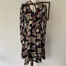 Valentino Floral Print Viscose-Crepe Silk-Lined Long Sleeve Dress. IT 42/UK 10