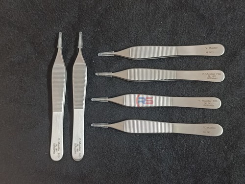 LOT OF 6 V. Mueller NL1411 Adson Micro Tissue Forceps, 1 x 2 Teeth, 4.75 - Picture 1 of 4