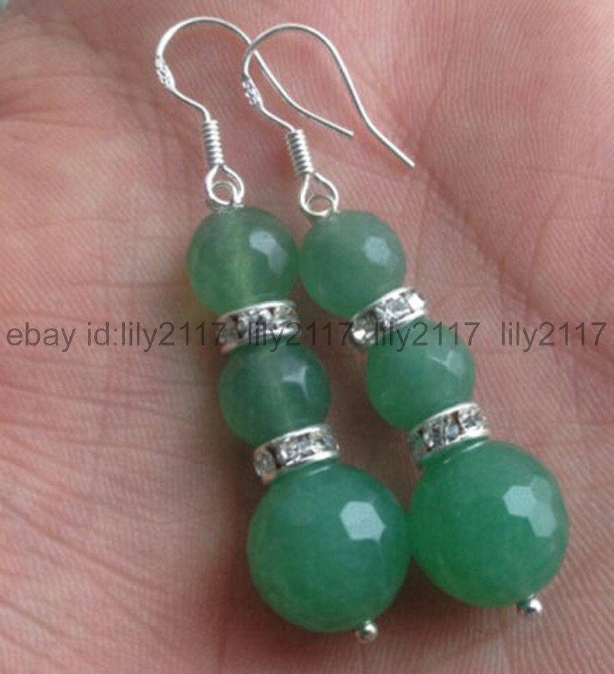Pink Jade Round Gemstone Silver Earrings 925 Sterling Silver
