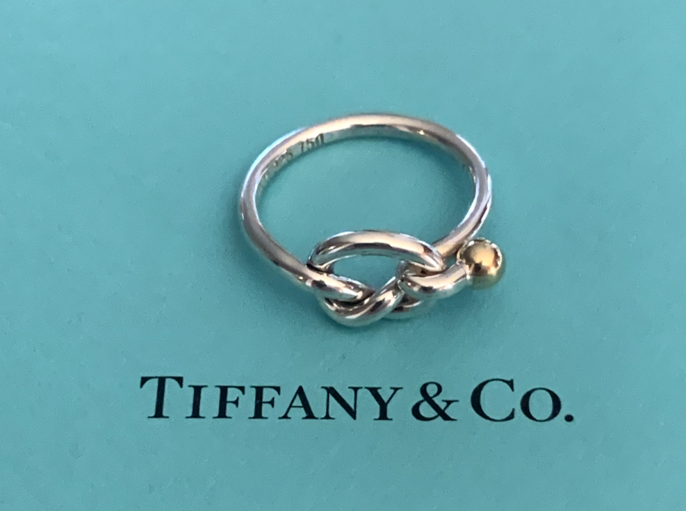 Tiffany & Co. Love Knot Ring  Sterling Silver 925  & 18k Gold Size 7  US