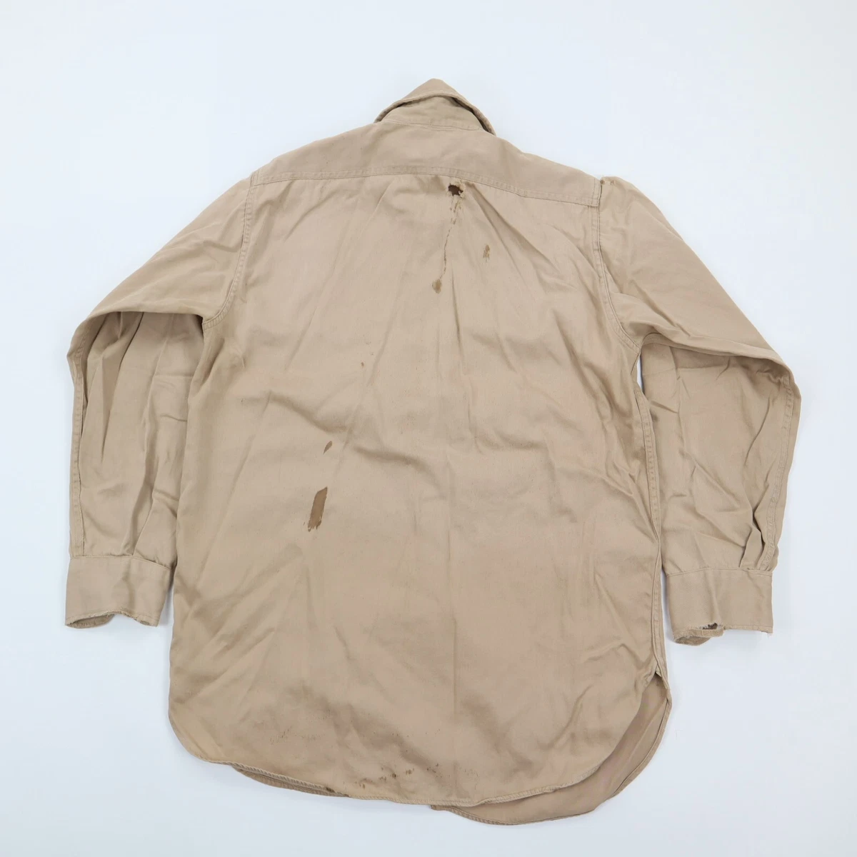 Vintage 40s 50s JC Penny Sanforized Work Shirt Beige Distressed