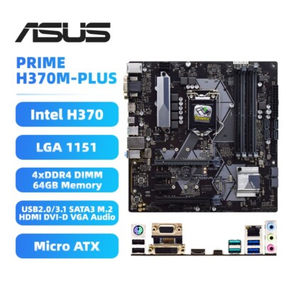 ASUS PRIME H370M-PLUS LGA1151 IOパネル付 2枚 ASUS PRIME H370M-PLUS LGA1151 IOパネル付 2枚
