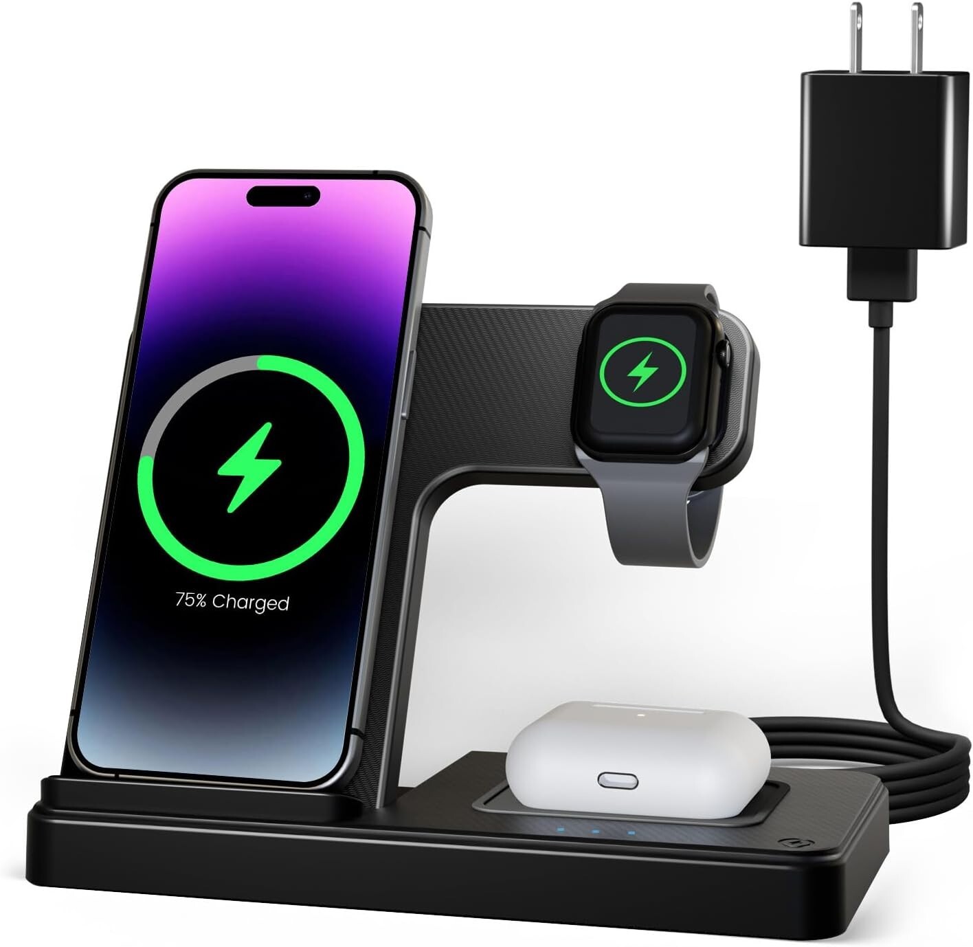 Wireless Charger Charging Station 3In1 For Apple Watch Air Pods iPhone 16 15 14-image
