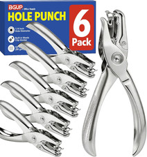 6 Pack Single Hole Punch, 1/4" Paper Hole Puncher with 8-Sheet Capacity for Craf