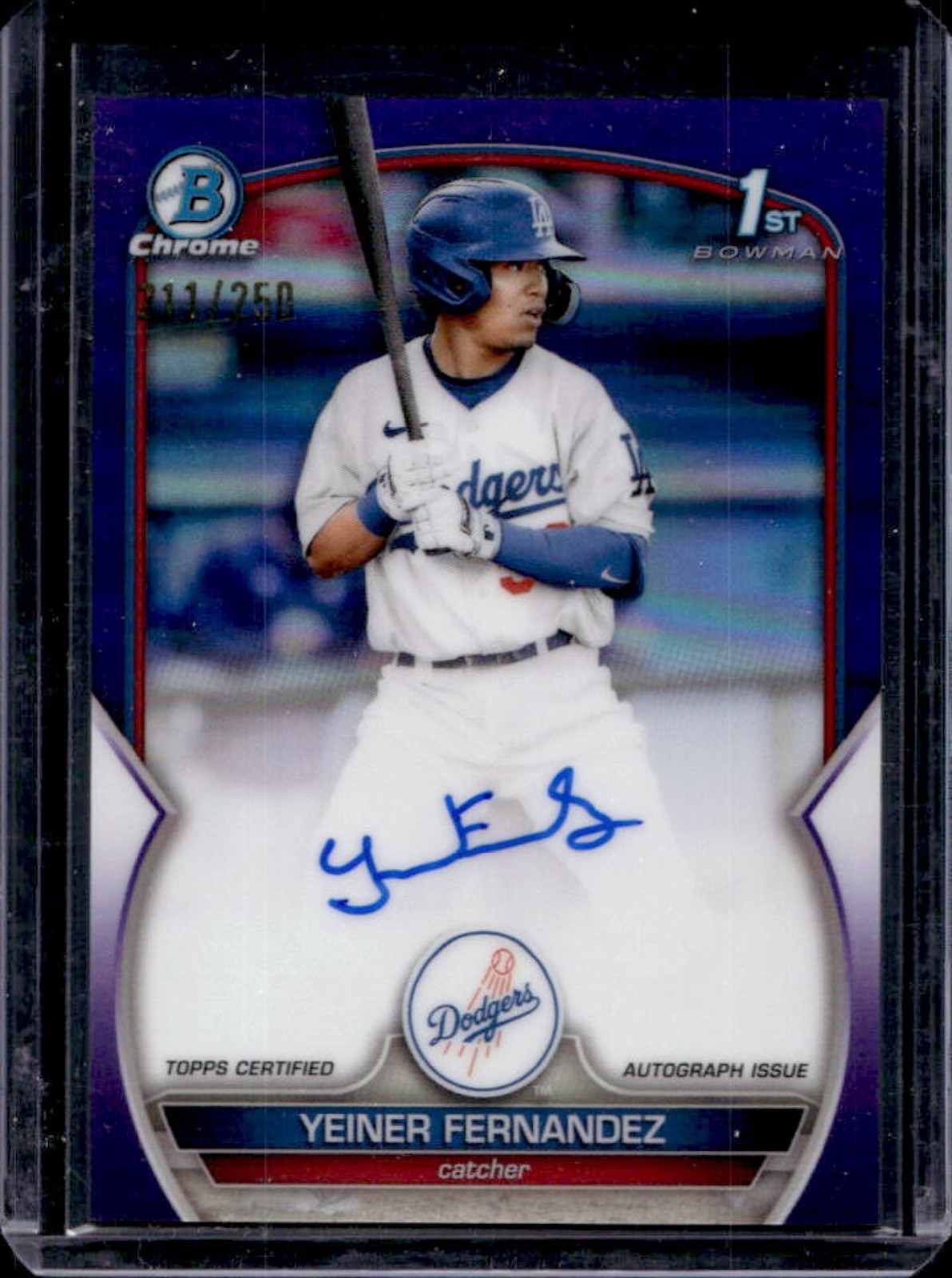 2023 Bowman Yeiner Fernandez Chrome Auto Purple Refractor 1st #211/250
