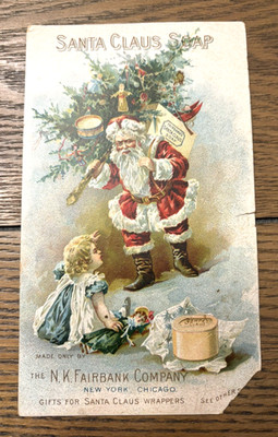 1800s Antique Victorian Santa Claus Soap Fairbank Advertising Trade Card Laundry