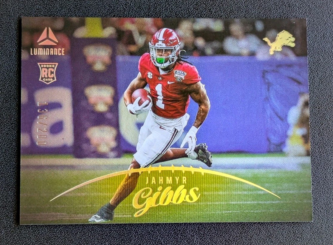 2023 Panini Luminance Jahmyr Gibbs #186 Rookie /200 Detroit Lions