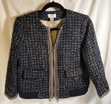Ann Taylor LOFT Bomber Jacket Tweed Boucle w/...