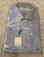 Calvin Klein Steel  Dress Shirt Mens 15.5 34/35 Slim Fit Blue NWT 75