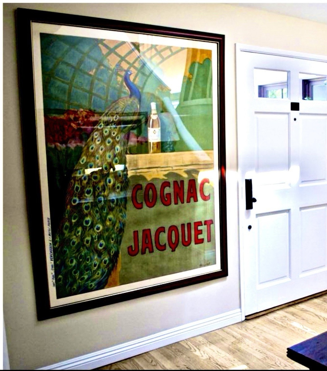 Vintage Original Large Framed Art Deco Poster Cognac Jacquet