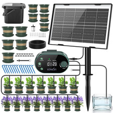 Solar Drip Irrigation System Kit, Auto Plant Waterer for 15 Pots