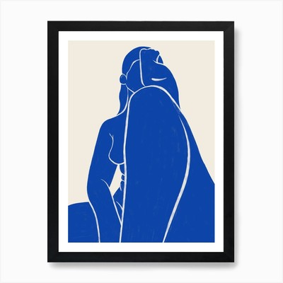 Reflektierende Stimmung in Blau - Abstraktes gerahmtes Wandbild Poster Leinwanddruck Bild