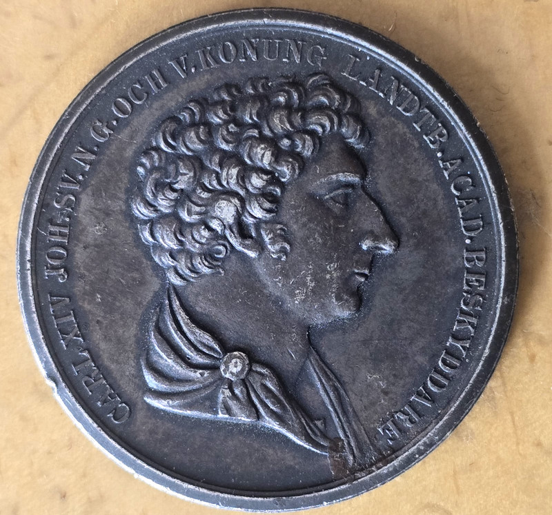 Swedish Silver 31mm Medal King Carl XIV Johan Agricultural Award