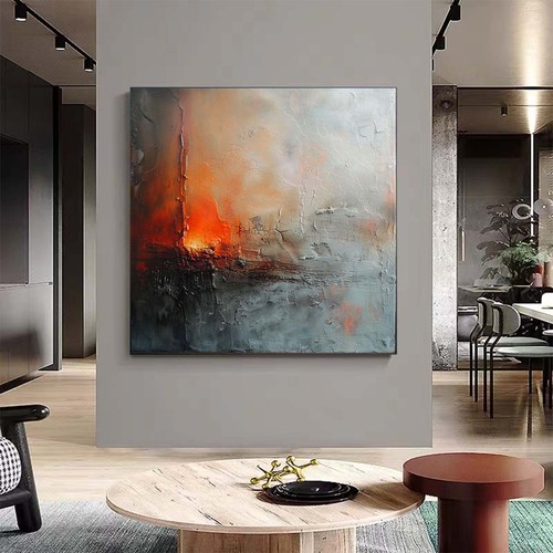 Red Large Textured Acrylic Abstract Oil Painting On Canvas Handmade Artwork A265 - Picture 2 of 5
