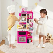 Kids Kitchen Playset w/Realistic Sounds Lights Play Sink 95 PCS Accessories