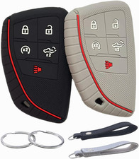 Silicone Rubber Key Fob Cover Compatible with 2026-2022 Chevy Black Grey