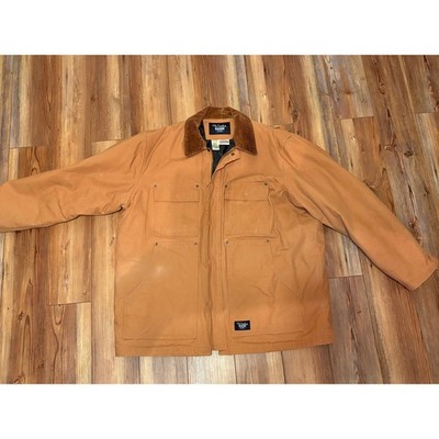 Walls Blizzard Pruf Mens XL Brown Duck Canvas Quilted Work Jacket Chore Coat