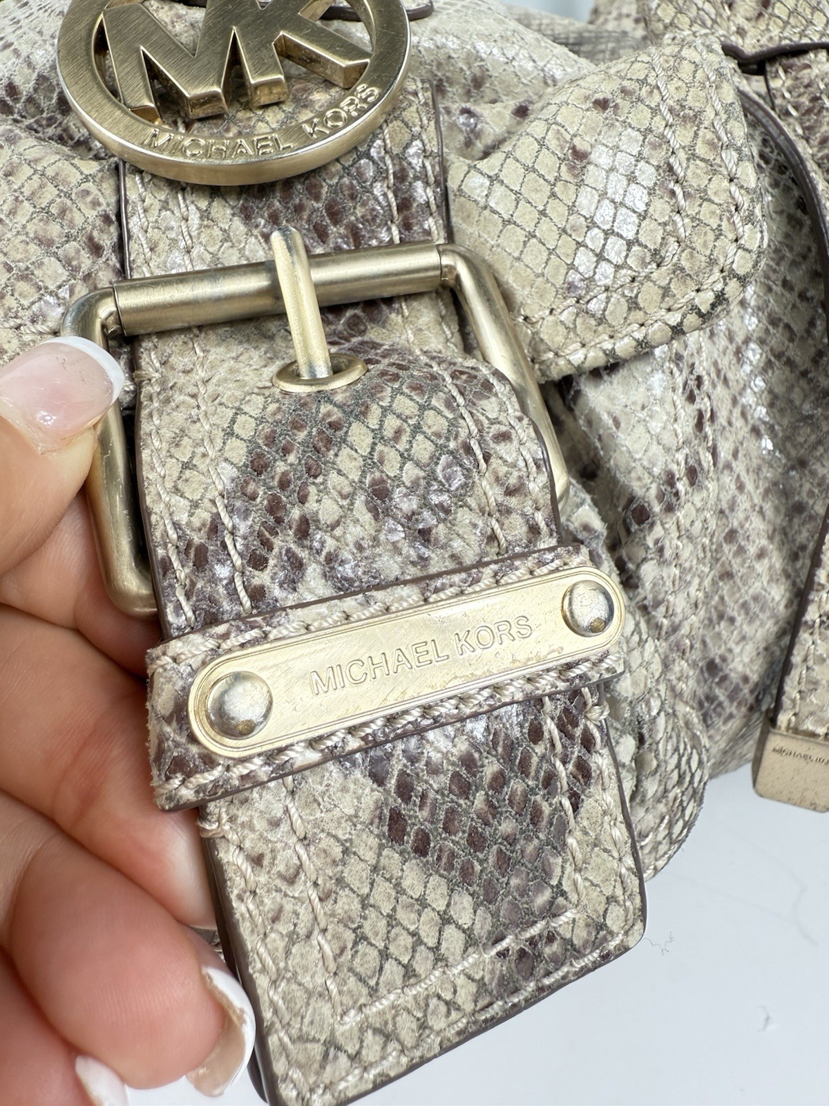 Michael Kors Python Beige Snake Skin Large Hobo S… - image 11